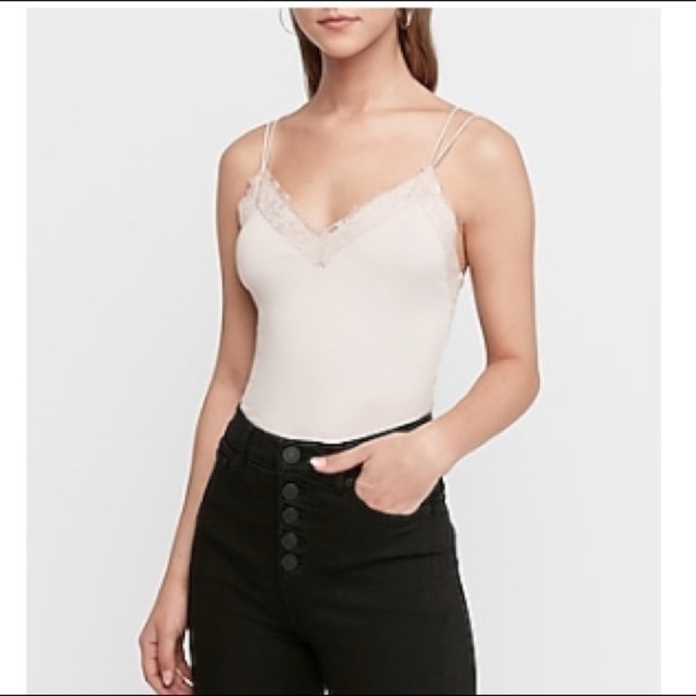 Express Pale Pink Semi Lace Cami Small